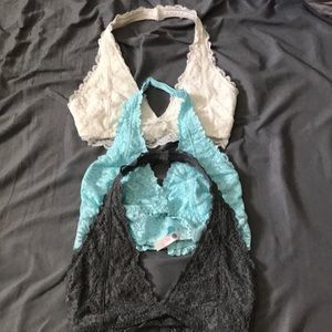 3 halter bralettes